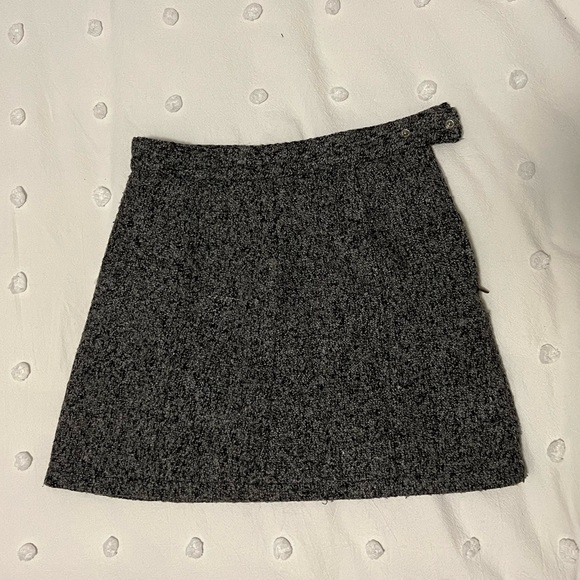 SIX CRISP DAYS GREY MARLED WOOL BLEND MINI SKIRT - S - Picture 7 of 10
